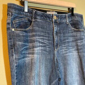 High waist raw hem skinny crop jeans